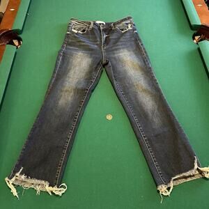 Vervet by Flying Monkey Women’s 29 Distressed Straight Jeans Raw Frayed Hem